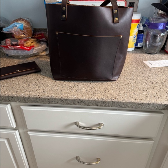 Portland Leather Dark Brown Tote Bag - Picture 2 of 3